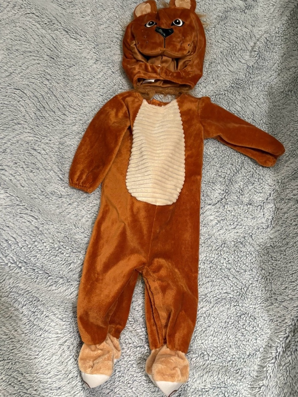 Kids Brown Bear One-Piece Costume - Plush Hooded Romper